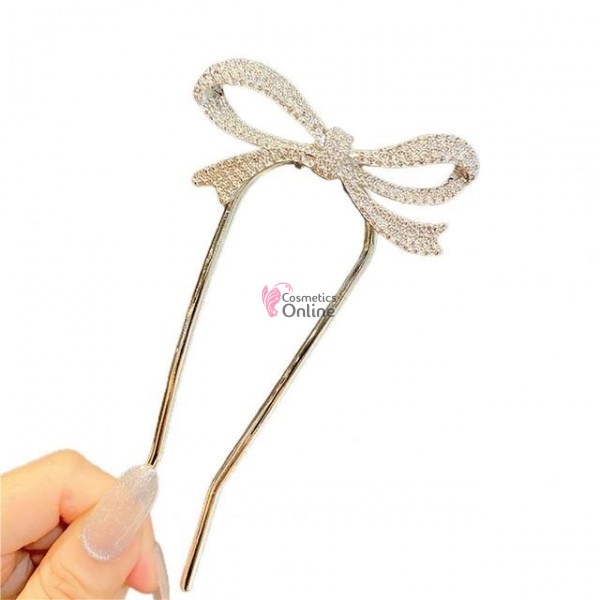 Accesoriu de par modern Japonez pentru cocuri din metal JPN10CC Argintiu cu cristale